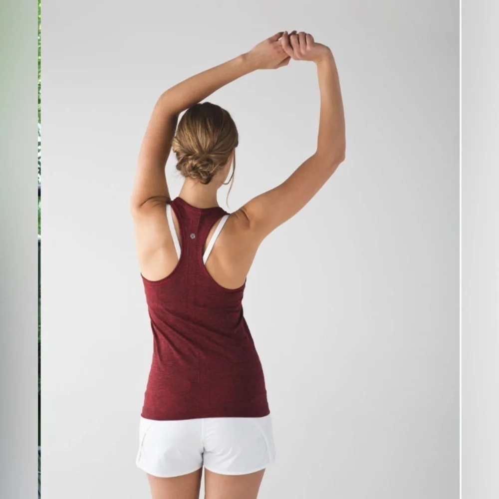 Lululemon Swiftly Tech Racerback Tank Top Black True Red Size 6 Workout Yoga
